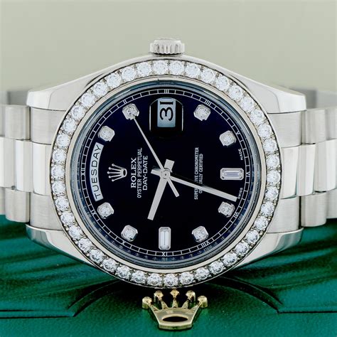 mens rolex 18k white gold day-date president with diamonds|rolex day date 18238 price.